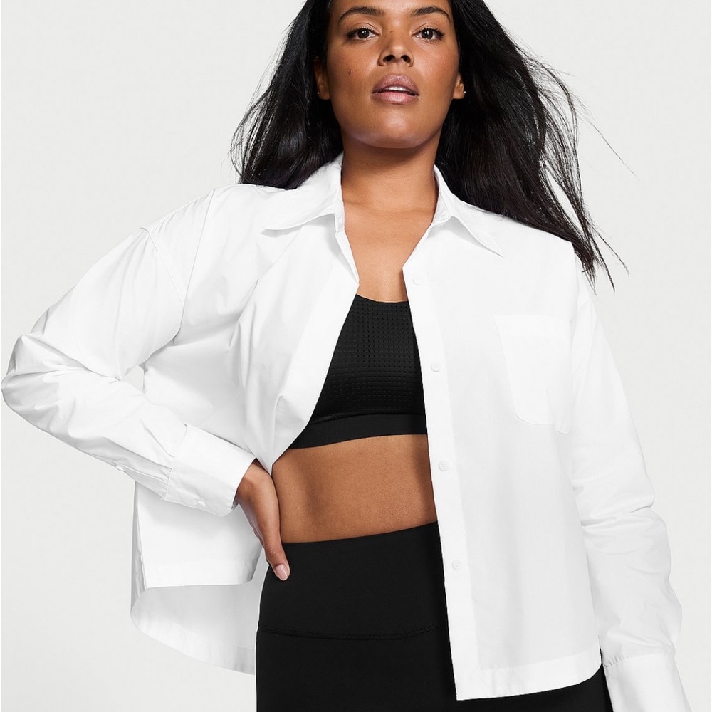 Victoria's Secret White button down cropped shirt